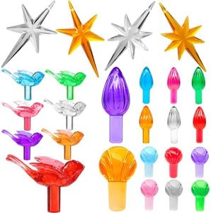 130Pcs Ceramic Christmas Tree Medium Replacement Lights Bulbs/Tree Pegs Decoration Accessories - Twist/Bird/Round Earth & 4Pcs Modern Star (Pentagram and Heptagram)