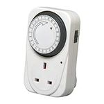 Defender 24 Hour Segment Timer Switch - Energy Saver Plug Standard Size - Plug-in Timer Socket Set - 240v 3 Pin Plug With Programmable Time Controller