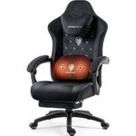 Dowinx Gaming Chair with Heated Massage Lumbar Support, Ergonomic Gaming Computer Chair with Pocket Spring Cushion and Footrest, Recliner High Back PC Chair for Adult, 150kg,Brown