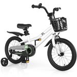 HONEY JOY Kids Bike, 16 Inch Toddler Bikes w/Training Wheels & Handbrake, Steel Frame, Fully Enclosed Chain, Adjustable Handlebar & Seat, Kids Bicycle w/Basket, Girls Boys Bike 3-8