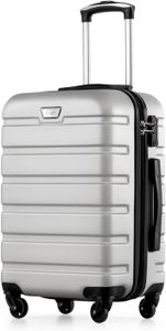 COOLIFE Carry-On Hard Shell Suitcase, Bright Silver, 56cm 38L – TSA Lock, 4 Spinner Wheels
