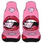 Phelika Red Lip Sparking Diamond Pattern Car Seat Covers for Women Vehicle Seat Protector Bucket Seat Cover Fit for Cars,Trucks,SUVs and Vans