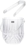 BINZO Glass Crystal Ice Bucket with Tong & Handle, Set of 1, 950 ml, Ice Buckets for Bar, Home, Parties, Ice Serving,