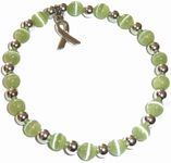 Hidden Hollow Beads Cancer Awareness Beaded Stretch Bracelet, Will Fit Most Wrists, Show support or Wear in Memory, Comes Packaged. (Liver, Lymphoma & transplant - Mint Green)