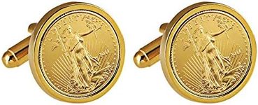 St Gaudens Design Gold Layered Replica American Eagle Coin Cufflinks | Tribute Coins | Men’s Accessories