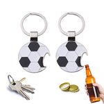 Elgbiaoxi 2 Pcs Bottle Opener Keyring Novelty Football Shaped Beer Opener Keychain Personalised Mini Bottle Opener Keys for Man Women Daily Portable Key Ring GIft