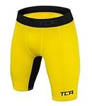 TCA Men's SuperThermal Compression Base Layer Thermal Under Shorts - Sonic Yellow/Black, XXL