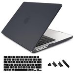 Midkart Matte Case Compatible with MacBook Air 13.6 inch Model M3 A3113 M2 A2681 Release 2024 2023 2022 with Touch ID Hard Shell Plastic Cover Keyguard & Dust Plugs, Smoke Black