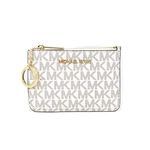 Michael Kors Jet Set Travel Small Top Zip Coin Pouch with ID Holder - PVC Coated Twill, Vanilla, One Size, Slim Wallet