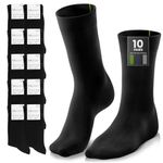 Socks Mens Womens 10 Pack Black + Colour Marking for Easy Laundry Sorting, breathable Soft Cotton | Classic Calf Sock Multipack Size 2,5-11 | Business Office Work Sport Suit Travel Dress Shoes Clothes