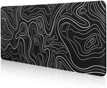 DAWNTREES Gaming Mouse Pad,100x40cm Keyboard Pad,Topographic Desk Pad Black and White Mouse Mat for Keyboard with Anti-Slip Rubber Base