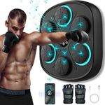 2024 New Smart Music Boxing Machine with Premium Boxing Gloves, Bluetooth Training Machine with LED Electronic Wall Mounted, Home Workout Boxing Target Machine for Adults and Kids (Black-1)