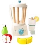 PairPear Smoothie Maker Blender Set - Wooden Toy Mixer Food Play Kitchen 14 pcs Accessories for Kids
