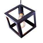 New Nordic Style Pendant Lights Creative Geometric Lamp Shade Cube Black E27 Base Metal Hanging Light Square Ceiling Lighting AC110-240V(Bulb not Included)