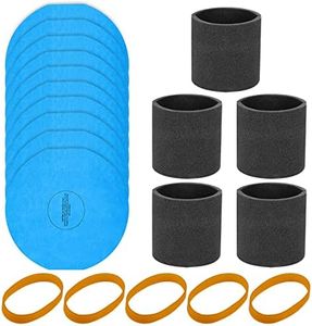 KEEPOW 90585 Shop Vac Filter Foam Sleeve and Filter 90107 Compatible with Most 5 to 16 Gallon Shop Vac Cleaner, (5 Pack Foam Sleeve + 10 Pack Filter)