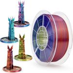 ZIRO Silk Gradient PLA Filament 1.75mm, Triple Color Coextrusion Silky 3D Printer Filament for Most 3D Printer, Multicolor PLA Rainbow Filament, 1kg(2.2lbs), Aurora