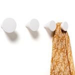 nidoshu YCONIC 4 Single White Coat Hooks Wall Mounted - Decorative Round Wall Hooks for Towel Coat Hat Bag - Modern Style Door Hooks Screw in - Wall Hangers for Kitchen Hallway or Bathroom (White)