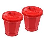 CHILDWEET 2pcs Tin Bucket with Lid Dog Poop Trash Can Mini Garbage Can Metal Pail Waste Basket Valentines Bucket Flower Pots Decor Countertop Trash Container Cute One Galvanized Iron Office