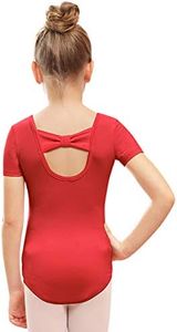 Stelle Leotard for Girls Ballet Dance Leotard Gymnastics Outfits with Bow Back (Toddler/Little/Big Kids)(Red, 2-3T)
