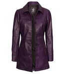 fjackets Real Leather Jacket Women - Lambskin Long Coats For Women - Kandis Purple Jacket Women (N2) | [1315815] XL