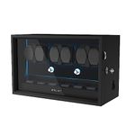 XTELARY Watch Winder for 6 Automatic Watches, Black Lockable Automatic Winders with Extra 6 Watch Storages, 4 Rotation Modes, Flexible Watch Pillows, Quiet Mabuchi Motor, and Blue Backlight