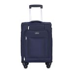 THE CLOWNFISH Jarek Series Luggage Polyester Soft Case Expandable Capacity Suitcase Four Wheel Trolley Bag - Navy Blue (57 cm, 22 inch)