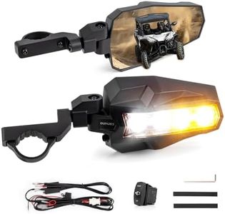 Oumurs UTV Side View Mirrors with LED Lights, Aluminum Rear View Mirror with 4 Modes Fits 1.6-2" Roll Bar for RZR Polaris XP Can-Am Maverick X3 Pioneer Teryx Mule Kawasaki