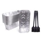 40 Pack Drip Pans Compatible with Blackstone Grills for 36 Inch l 30 Inch l 28 Inch l 22 Inch l 17 Inch Griddle l Rear Grease Cup Liners l Heavy-Duty Disposable Aluminum Foil 3PCS Basting Brush includ