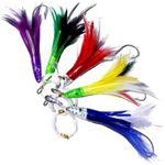 Trolling Lures Feathers 5 Colors 6 Inch Fully Rigged Tuna Teasers Squid Lures,Bullet Head Offshore Saltwater Fishing Lures
