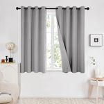 Deconovo Grey 100% Blackout Curtains with Double-sided Faux Linen Curtains 54 Drop, Thermal Curtains Eyelet Curtains for Kids Playhouse, Grey, 46x54 Inch(Width x Length), 2 Panels