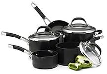 Circulon Premier Professional Induction Hob Pan Set of 5 - Non Stick Pots and Pans Set with Glass Lids & Soft Grip Handles, Dishwasher Safe Saucepan Set, Black