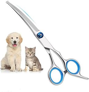 Dog Cat Grooming Scissors, Pet Grooming Scissor with Safety Round Tip, Stainless Steel Dog Cat Grooming Shears (Down Curved Scissors)