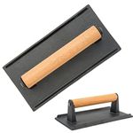 Alpine Cuisine Textured Cast Iron Grill Weight.8 x 4.5 inch Perfect Press for Bacon, Steak, Burgers Chicken,Tofu Paninis Flat Tops, Griddles, Grills, Ovens Skillets Restaurant Quality