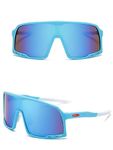 HUVORA ® Sports Shield Mirrored Sunglasses for Cycling Cricket Riding Trekking | HYDROPHOBIC | UV 400 Protection (Sky Blue)