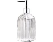 PIYUDAA Clear Glass Soap Dispenser Bottle with Pump ,520ml Refillable Liquid Hand Jar Dispenser for Bathroom, Countertop, Kitchen, Laundry Room (Transparent) (1)