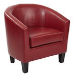 OSP Home Furnishings Ethan Tub Accent Chair with Dark Espresso Wood Legs, Cranberry Faux Leather