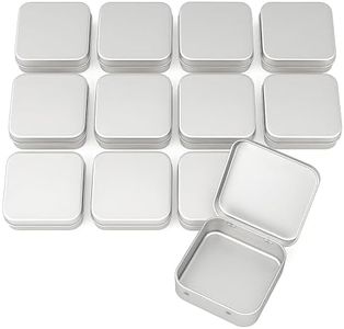 CHSZCHOMER Sturdy Metal Tin Box Set Pack of 12 Silver - Compact Storage Solution for Pills, Jewelry, Beads and More. Small Tins with Hinged Lids for Versatile Use and Organization