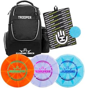 Dynamic Discs Trooper Disc Golf Backpack Starter Set | Prime Disc Golf Set of 3 – Judge, Truth & Escape | Prime Burst Base Plastic | Ideal for Beginners & Recreational Players (Black)