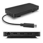 Lenovo USB-C Dual Display Travel Dock - 7 Ports, Integrated USB-C Cable, Universal Compatibility, Dual Displays at 4K - Black