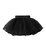 CHICTRY Girls' Mesh Dance Tutu Skirt Princess Solid Color 4 Layered Tulle Dance Skirt Ballet Dance Dress up Princess Skirt Black 11-16 Years