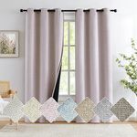 Pink Curtains Blackout 95 Inches Long for Living Room, Pink Blackout Curtains for Bedroom Girls Nursery, Grommet Burlap Linen Room Darkening Drapes (40x95 inch, Pink, 2 Panels)