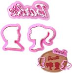 Doll head Cookie Cutter, Doll Couple - Cookie Cutters, Fondant Cake Stencil 3D Cute Doll Silhouette Cookie Cutters with Nameplate for Girls Women's Party Decorations