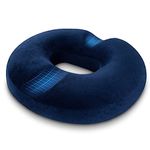 HOMCA Donut Pillow Seat Cushion, Hemorrhoid Pillows for Sitting After Surgery, Memory Foam Donut Cushion for Postpartum Pregnancy, Tailbone Pain, Office Chair Cushion for Pressure(Blue)