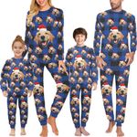 ITACUSUTOMAS Personalized Matching Family Christmas Pjs Set Blue Plaid Custom Christmas Pajama Set Holiday Sleepwear Sets for Family