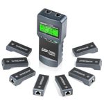 NOYAFA Network Cable Tester - Cable Wire Fault Finder For RJ45 Cat5, Cat6, 5E, 6E Measure Length, Locate The Breakage Point, Check Wiring Error With 8 Far-End Passive Test Jacks, White & Black