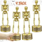 YOYOJOY Halloween Party Supplies, Halloween Party Games for Adults Kids, Golden Best Costume Skeleton Halloween Trophy Awards, 4 Pack Halloween Skeletons with Pumpkin