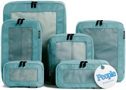Aerotrunk Compression Packing Cubes for Travel - Luggage Organizer Bags - Double Zipper Packing Cubes for Suitcases (6-Pack, Teal)