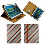 Emartbuy Universal 9.1 Inch - 10.5 Inch Candy Stripes Multi Angle Folio Wallet Case Cover With Card Slots Orange Elastic Strap and Stylus Pen Compatible With Selected Devices Listed Below