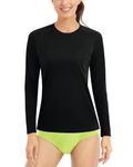 Boladeci Women's Sun Shirts UPF 50+ UV Protection Rash Guard Long Sleeve Quick Dry Lightweight Workout Swim Top Tee Shirts, 01 Black, XX-Large