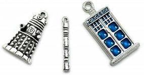 Fire Phoenix Designs Doctor Who Tardis, Sonic Screwdriver, Dalek Charms Mix For Charm Bracelets, Necklaces And Earrings, Non-Precious Metal, No Gemstone